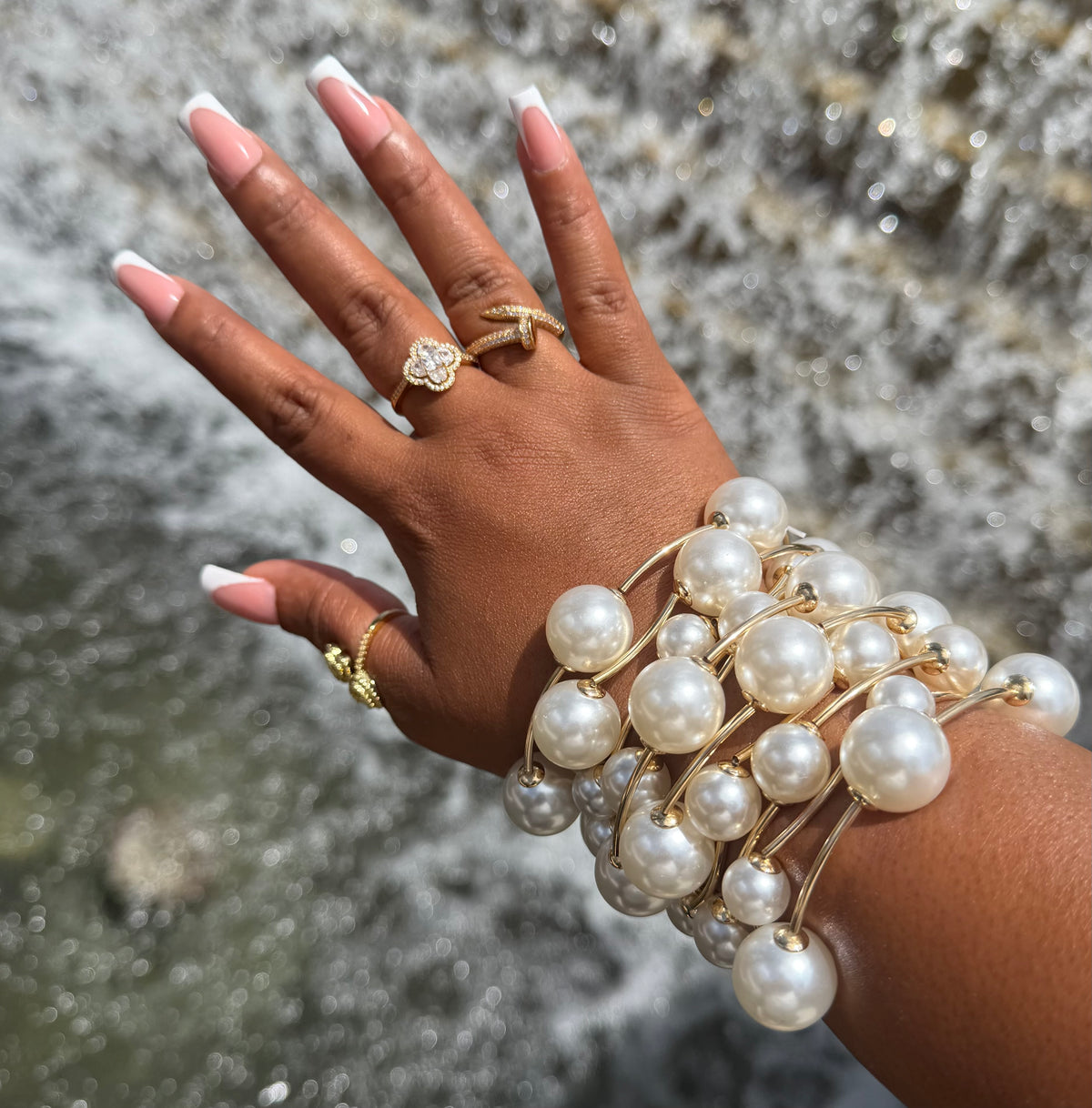 5 Piece Pearl Cuff Bracelet Set