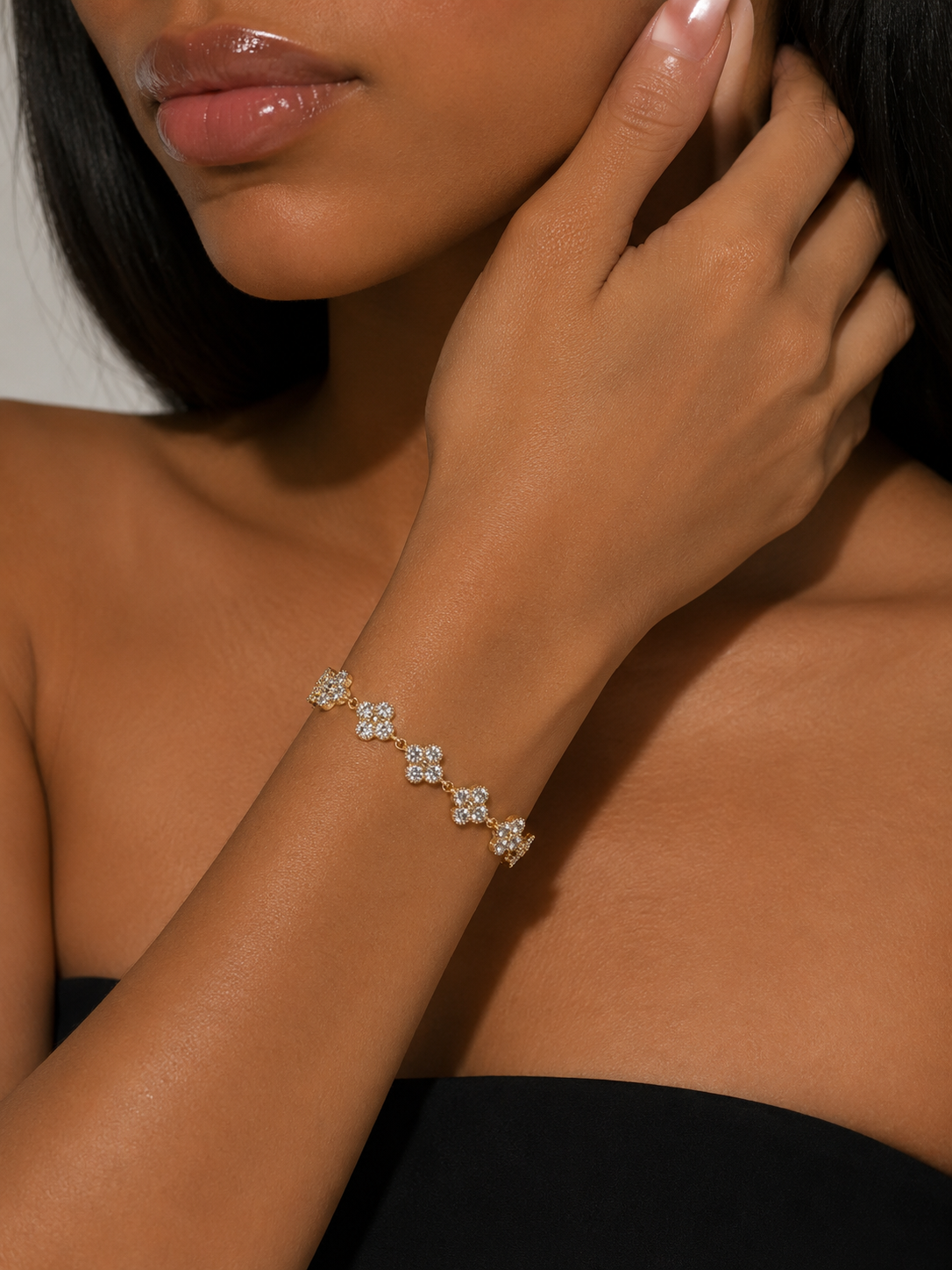 Champagne Clover Tennis Bracelet