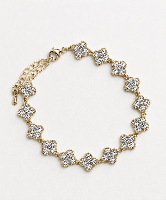 Champagne Clover Tennis Bracelet